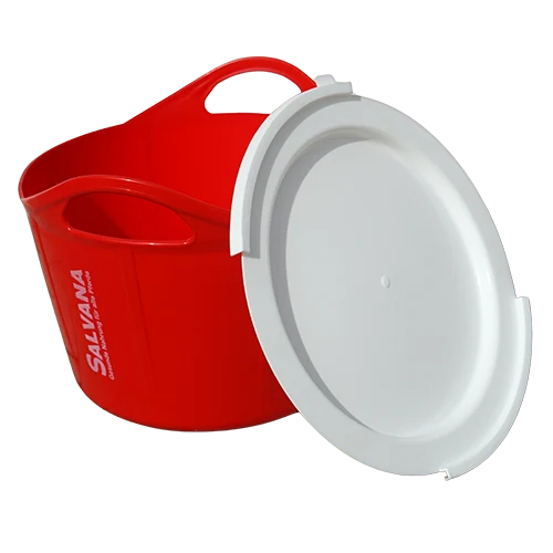 weisser flexischalendeckel angelehnt an eine rote flexischale, um diese abdecken zu koennen